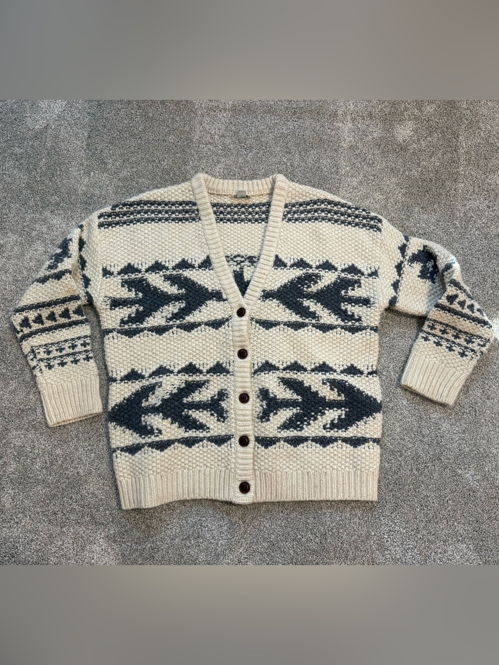 Sundance Wool Aztec Pring Cardigan Sweater Size Small